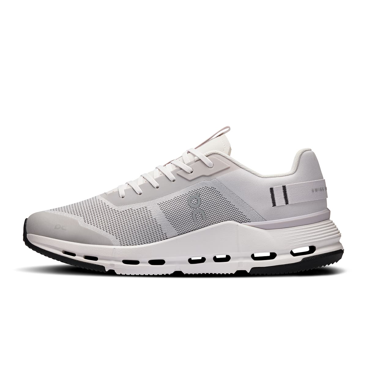 Left side view of the On Cloudnoa Form 2 TT Frost-White men’s running shoe #color_frost-white