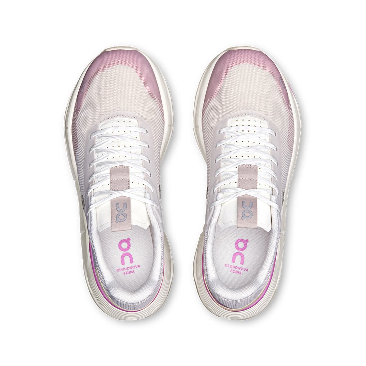 Top view of the On Cloudnova Form Pearl Raspberry women’s running shoes #color_pearl-raspberry