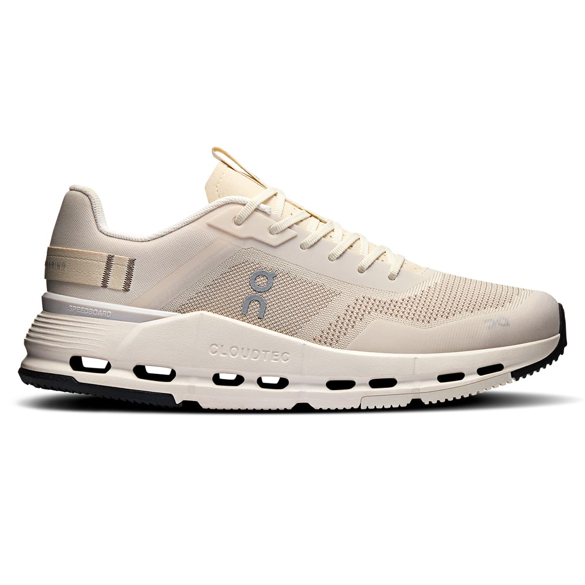 Right side view of the On Cloudnoa Form 2 TT Cream-Ivory women’s running shoe #color_cream-ivory