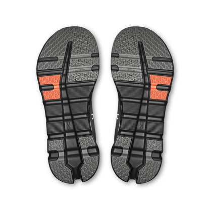 Soles of the On Cloudrunner 2 Rock-Tangerine men’s running shoes 