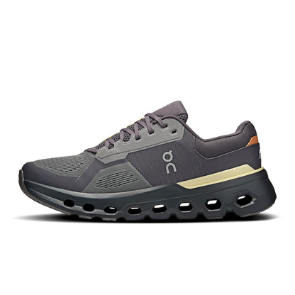 Left side view of the On Cloudrunner 2 Rock-Tangerine men’s running shoe 