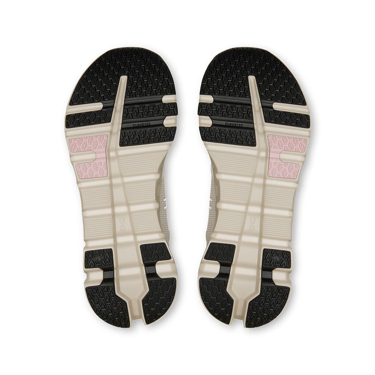 Soles of the On Cloudrunner 2 Silver-Mauve women’s running shoes 