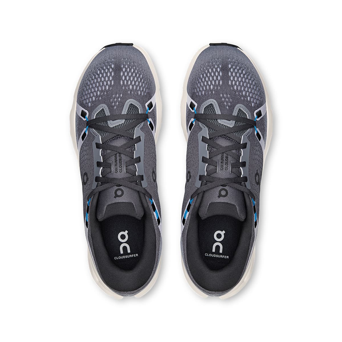 Top view of the On Cloudsurfer-2 Black-Malibu men’s running shoes #color_black-malibu