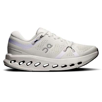 Right side view of the On Cloudsurfer 2 Ivory-Ivory women’s running shoe 