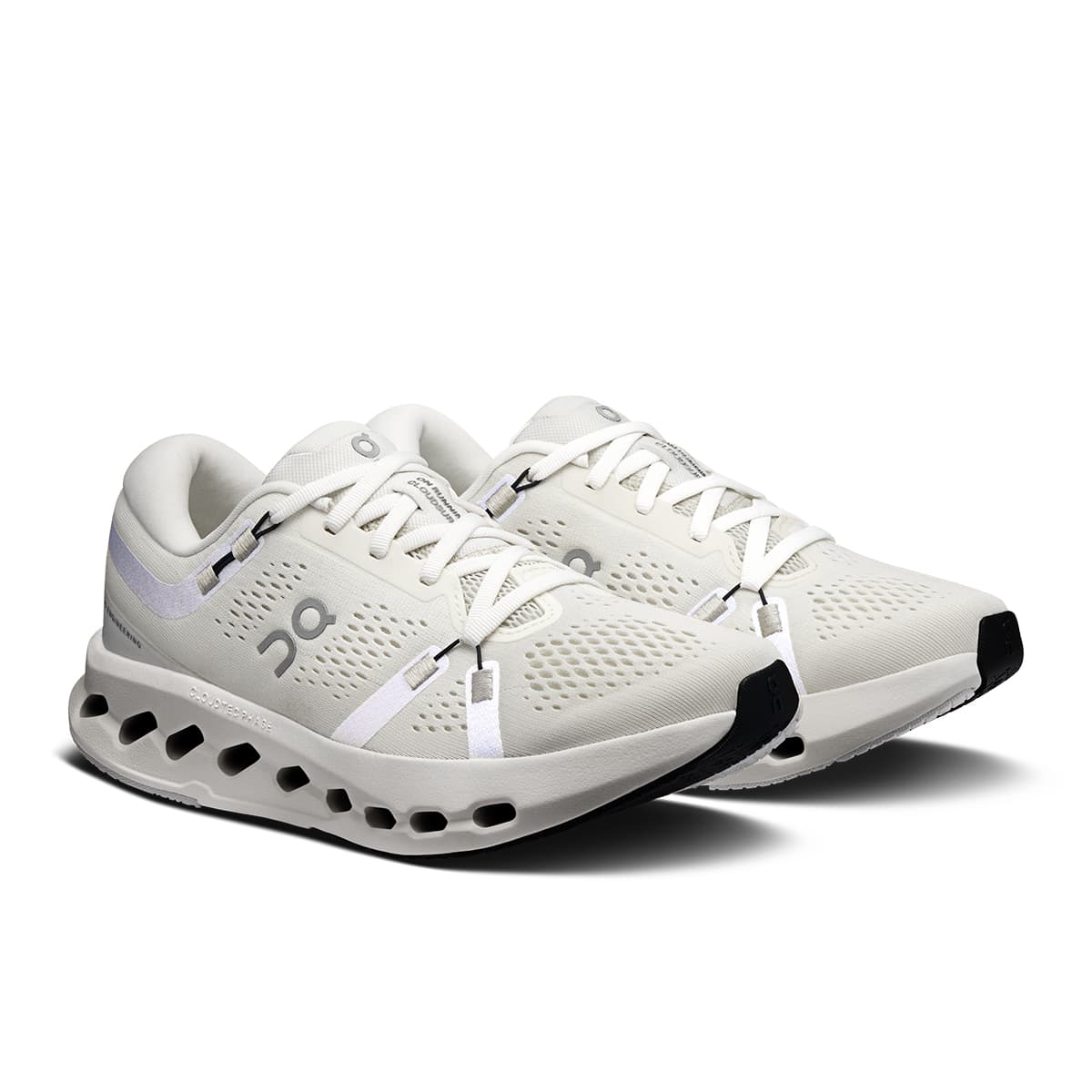 45-degree view of the On Cloudsurfer 2 Ivory-Ivory women’s running shoe 