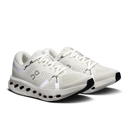 45-degree view of the On Cloudsurfer 2 Ivory-Ivory women’s running shoe 