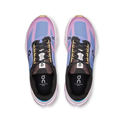 Top view of the On Cloudsurfer Next Malibu-Raspberry women’s running shoes 