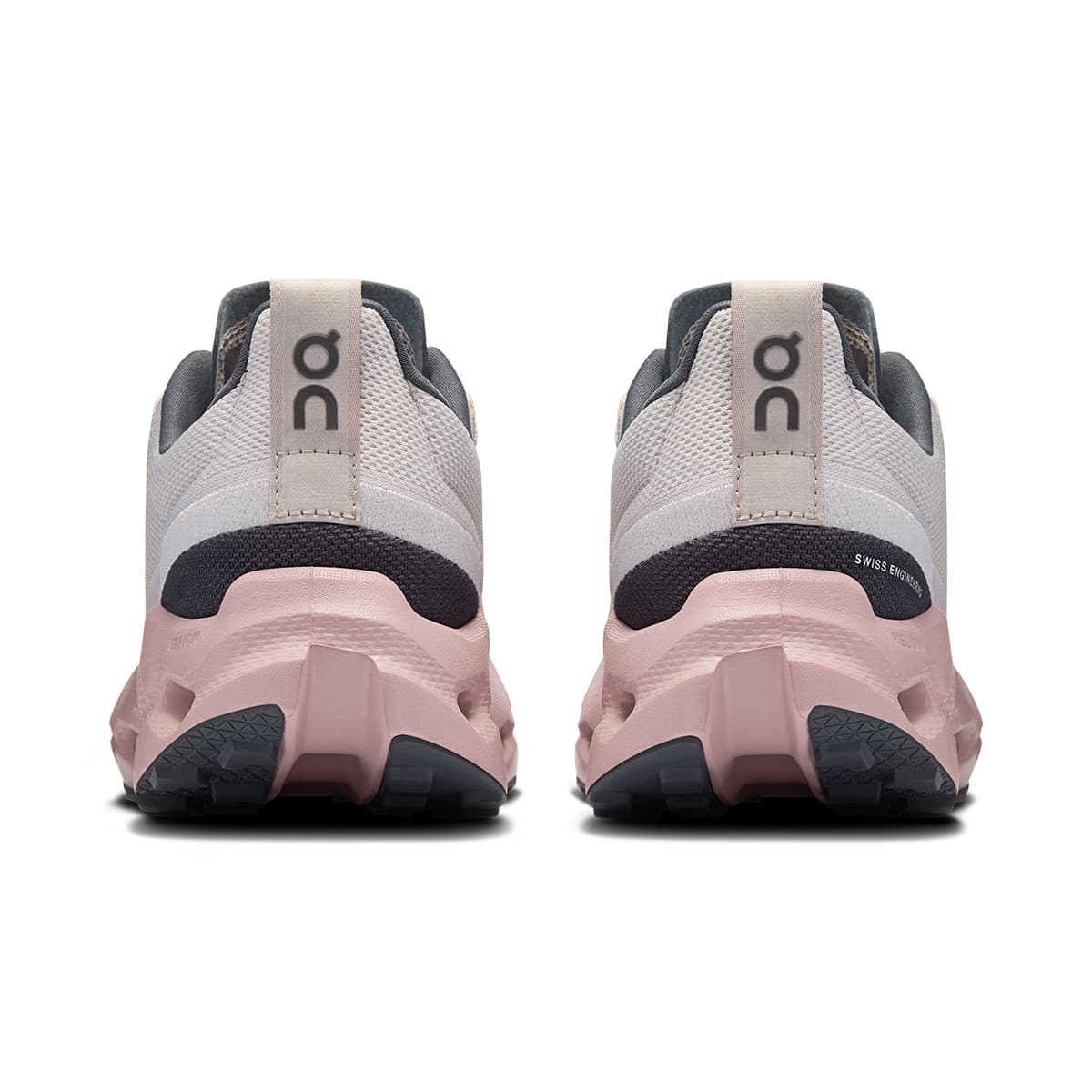 Left side view of the On Cloudsurfer Trail Silver Mauve women’s running shoe 