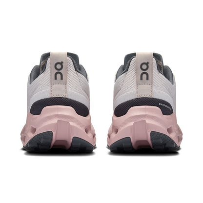 Left side view of the On Cloudsurfer Trail Silver Mauve women’s running shoe 