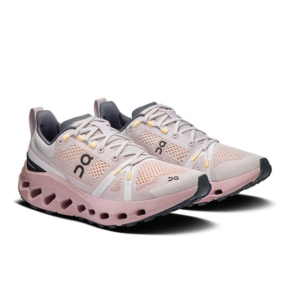 Back view of the On Cloudsurfer Trail Silver Mauve women’s running shoe 