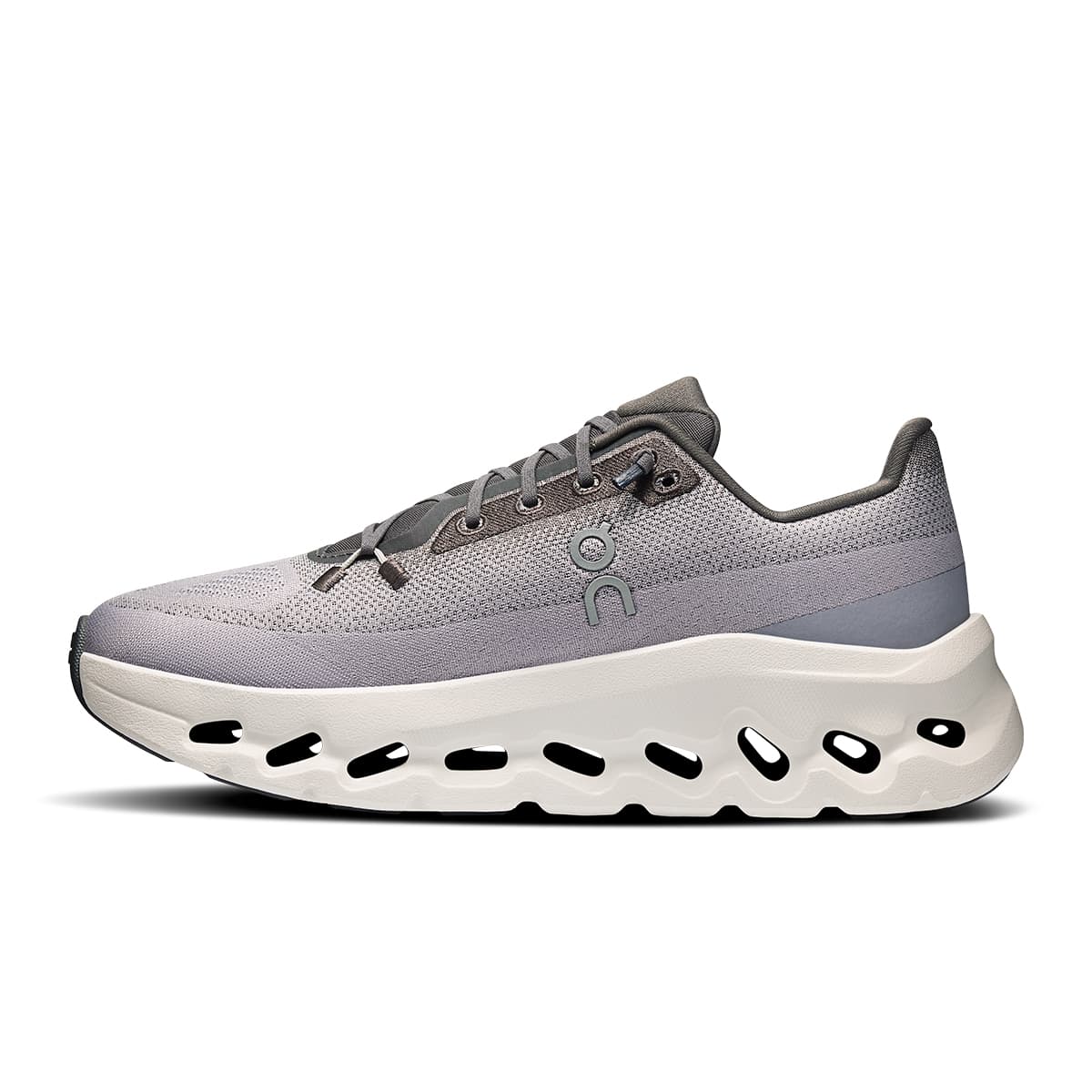 Left side view of the On Cloudtilt Eclipse-Lilac women’s running shoe 