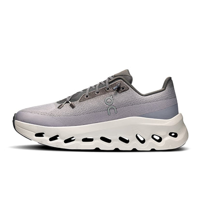 Left side view of the On Cloudtilt Eclipse-Lilac women’s running shoe 