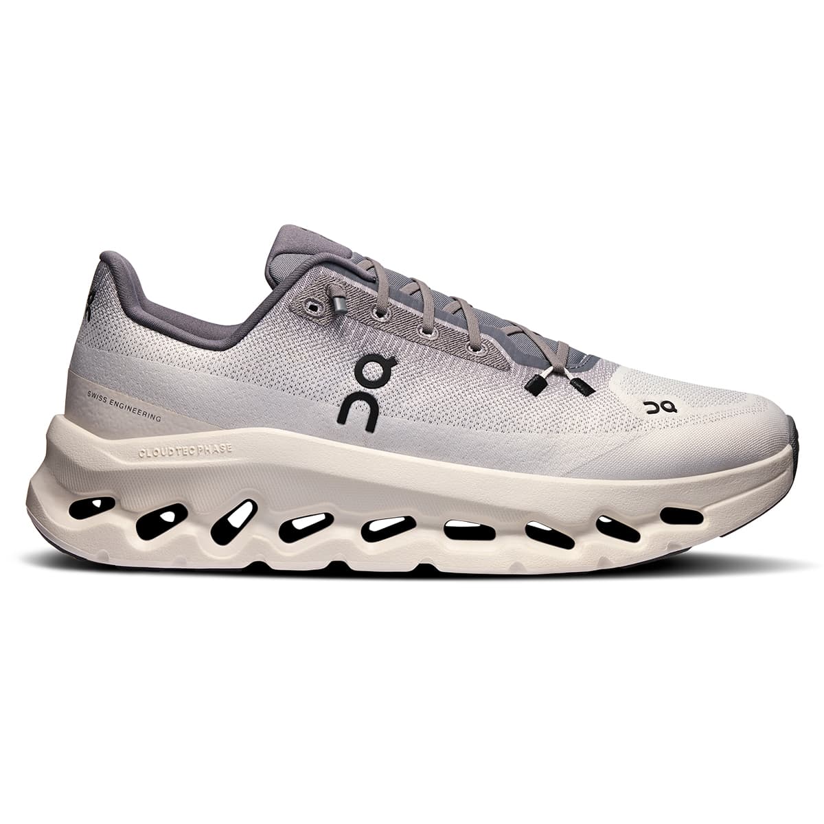 Right side view of the On Cloudtilt Rock Ivory men’s running shoe 