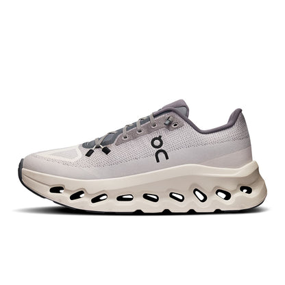 Left side view of the On Cloudtilt Rock Ivory men’s running shoe 