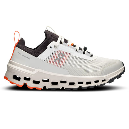 Right side view of the On Cloudultra 2 White Wolf women’s running shoe 