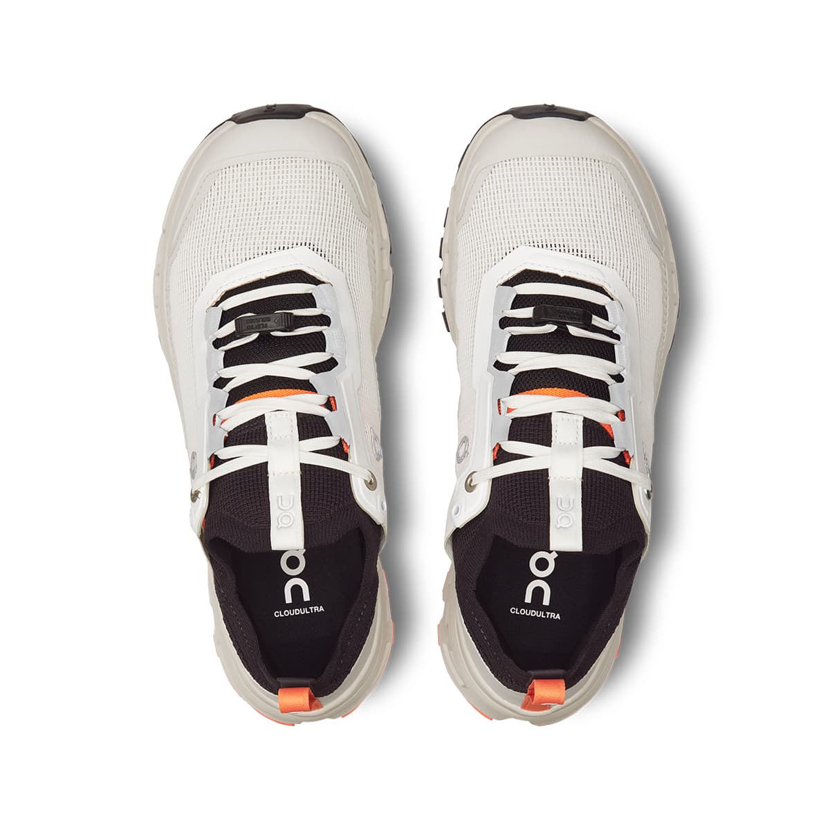 Top view of the On Cloudultra 2 White Wolf women’s running shoes #color_white-wolf