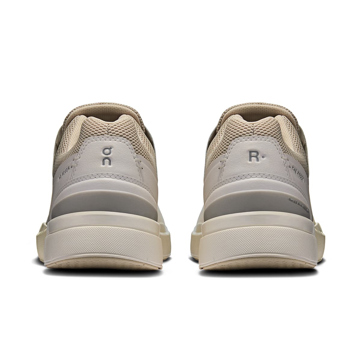 Back view of the On The Roger Advantage 2 White-Sand men’s running shoe 