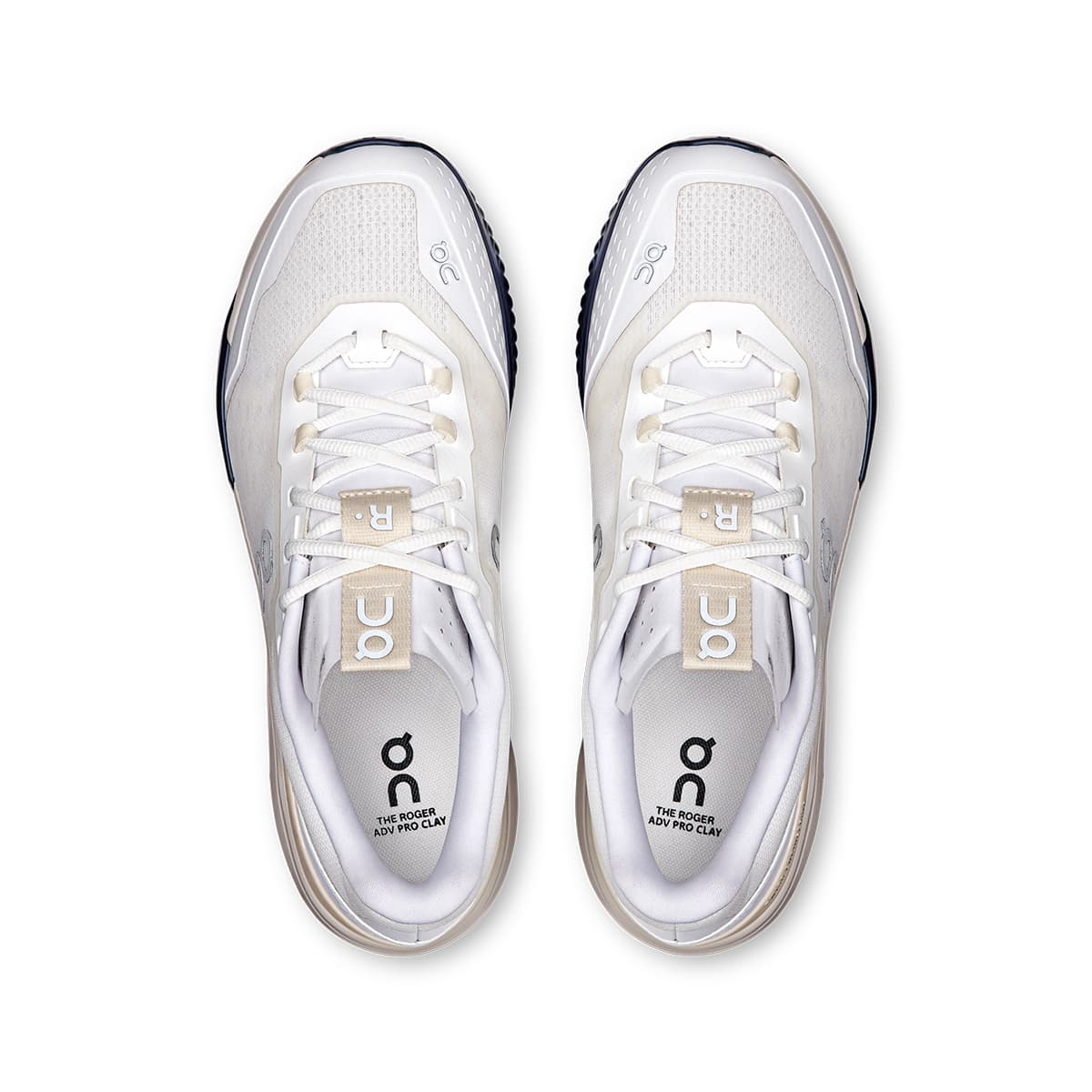 Top view of the On The Roger Advantage Pro Clay White-Cream men’s running shoes #color_white-cream