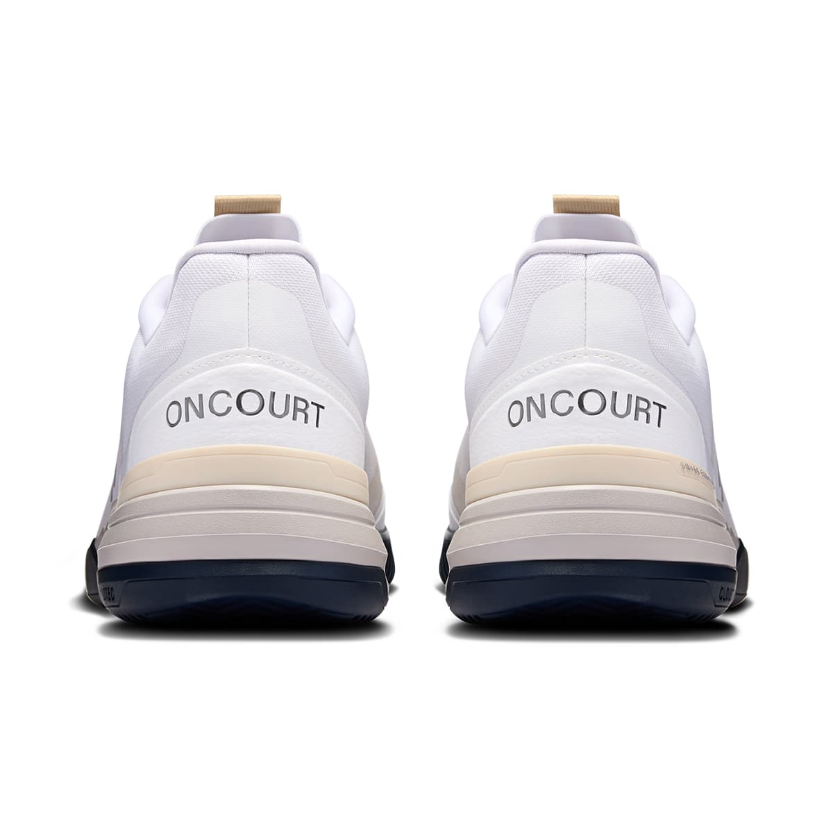 Back view of the On The Roger Advantage Pro Clay White-Cream men’s running shoe 
