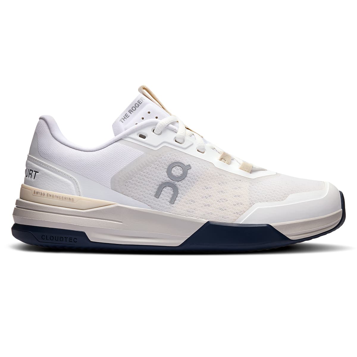 Right side view of the On The Roger Advantage Pro Clay White-Cream women’s running shoe #color_white-cream