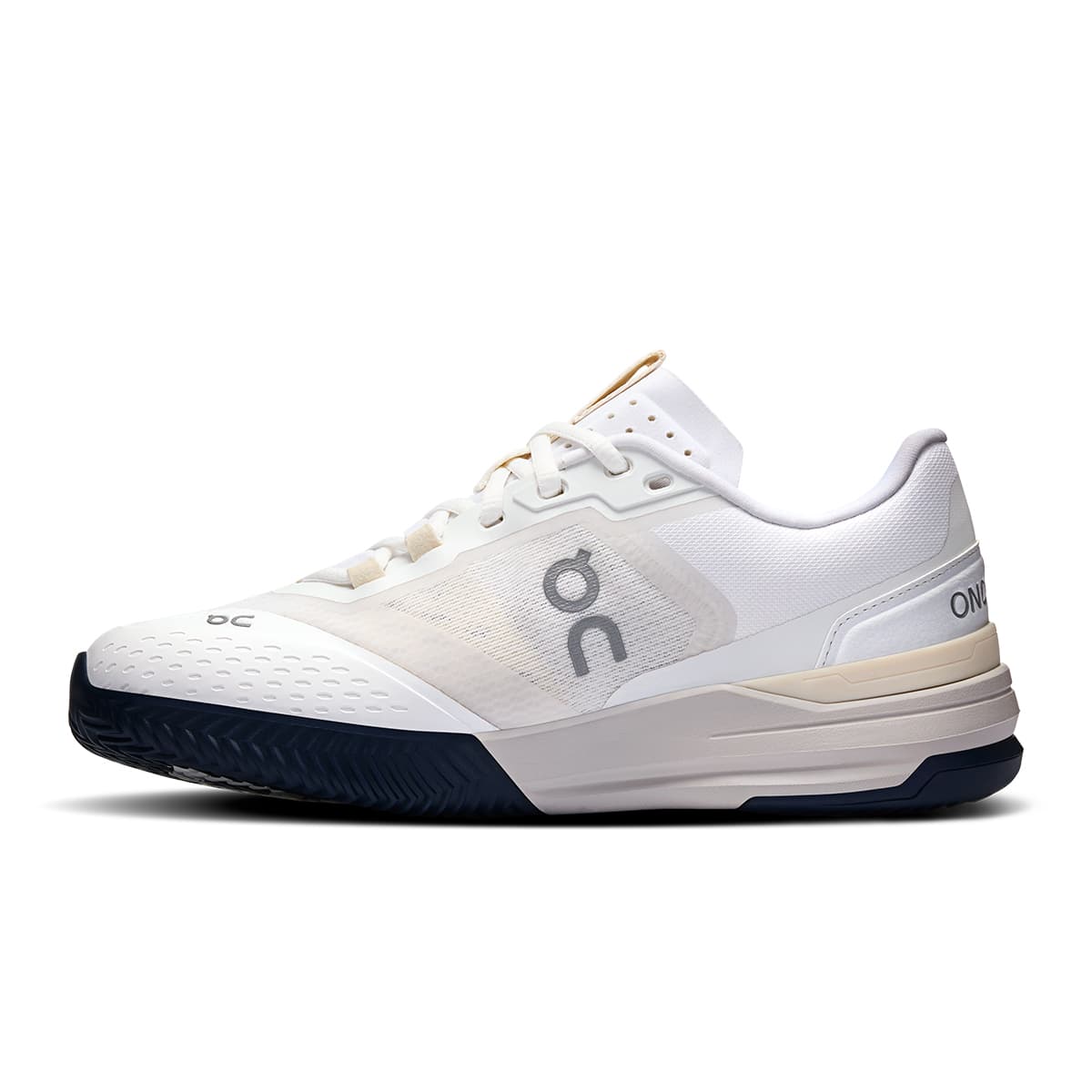Left side view of the On The Roger Advantage Pro Clay White-Cream women’s running shoe #color_white-cream