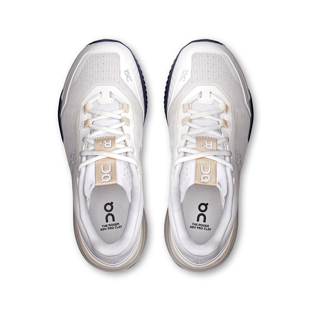 Top view of the On The Roger Advantage Pro Clay White-Cream women’s running shoes #color_white-cream