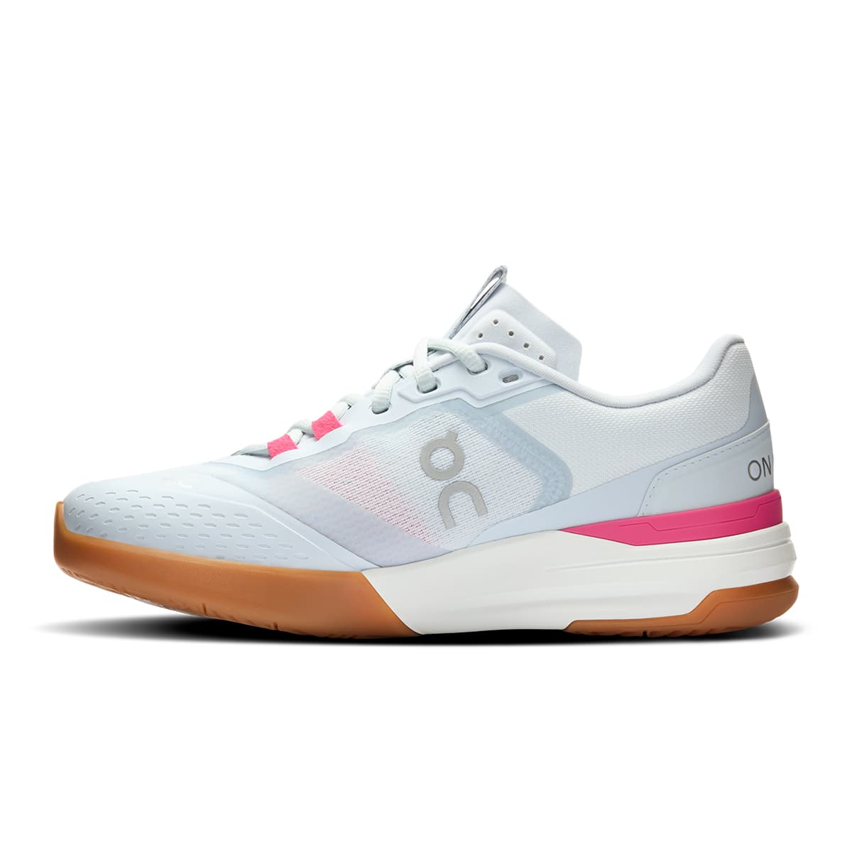 Left side view of the On The Roger Advantage Pro Arctic-White women’s running shoe #color_arctic-white