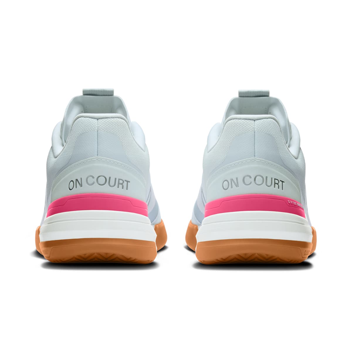 Back view of the On The Roger Advantage Pro Arctic-White women’s running shoe 