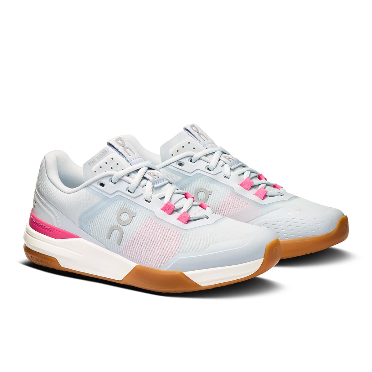 45-degree view of the On The Roger Advantage Pro Arctic-White women’s running shoe 