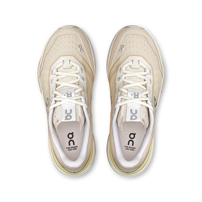 Top view of the On The Roger Advantage Pro Cream-Limelight women’s running shoes 