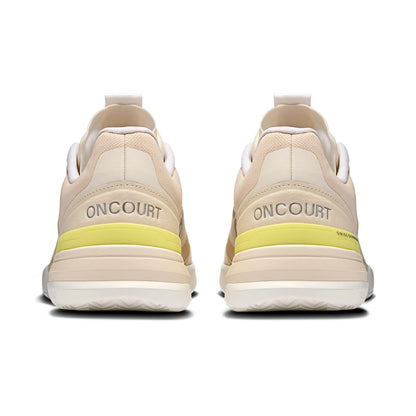 Back view of the On The Roger Advantage Pro Cream-Limelight women’s running shoe 