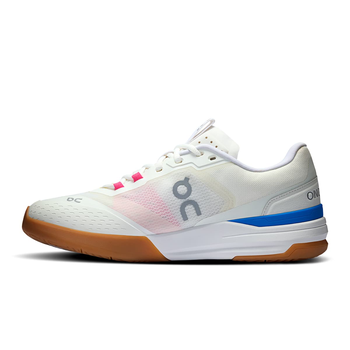 Left side view of the On The Roger Advantage Pro Ivory-Malibu men’s running shoe #color_ivory-malibu