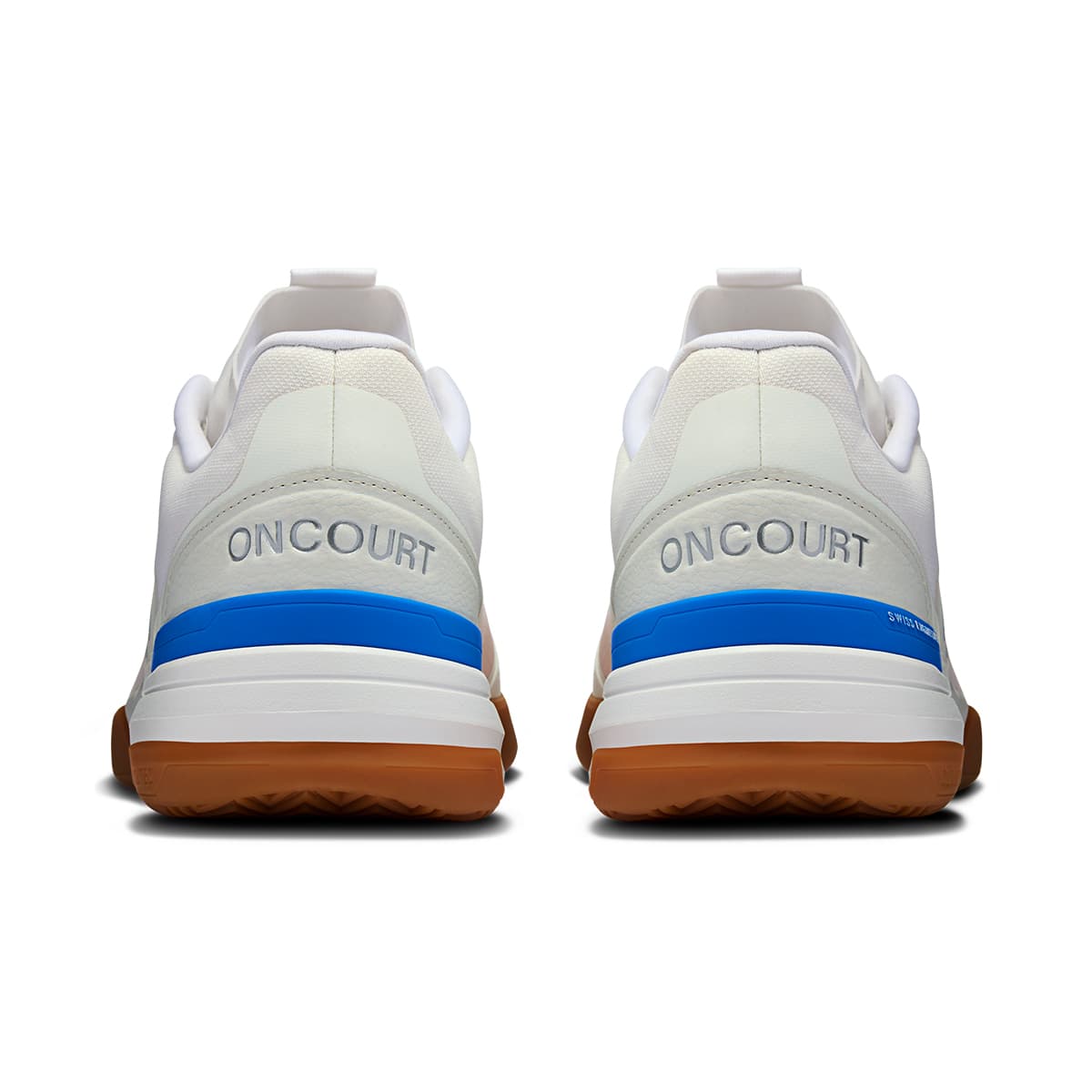Back view of the On The Roger Advantage Pro Ivory-Malibu men’s running shoe 
