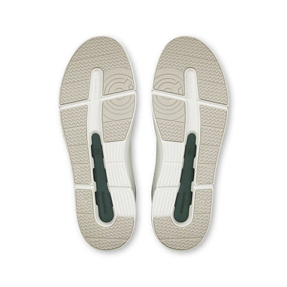 Soles of the On The Roger Advantage White-Olive men’s running shoes 