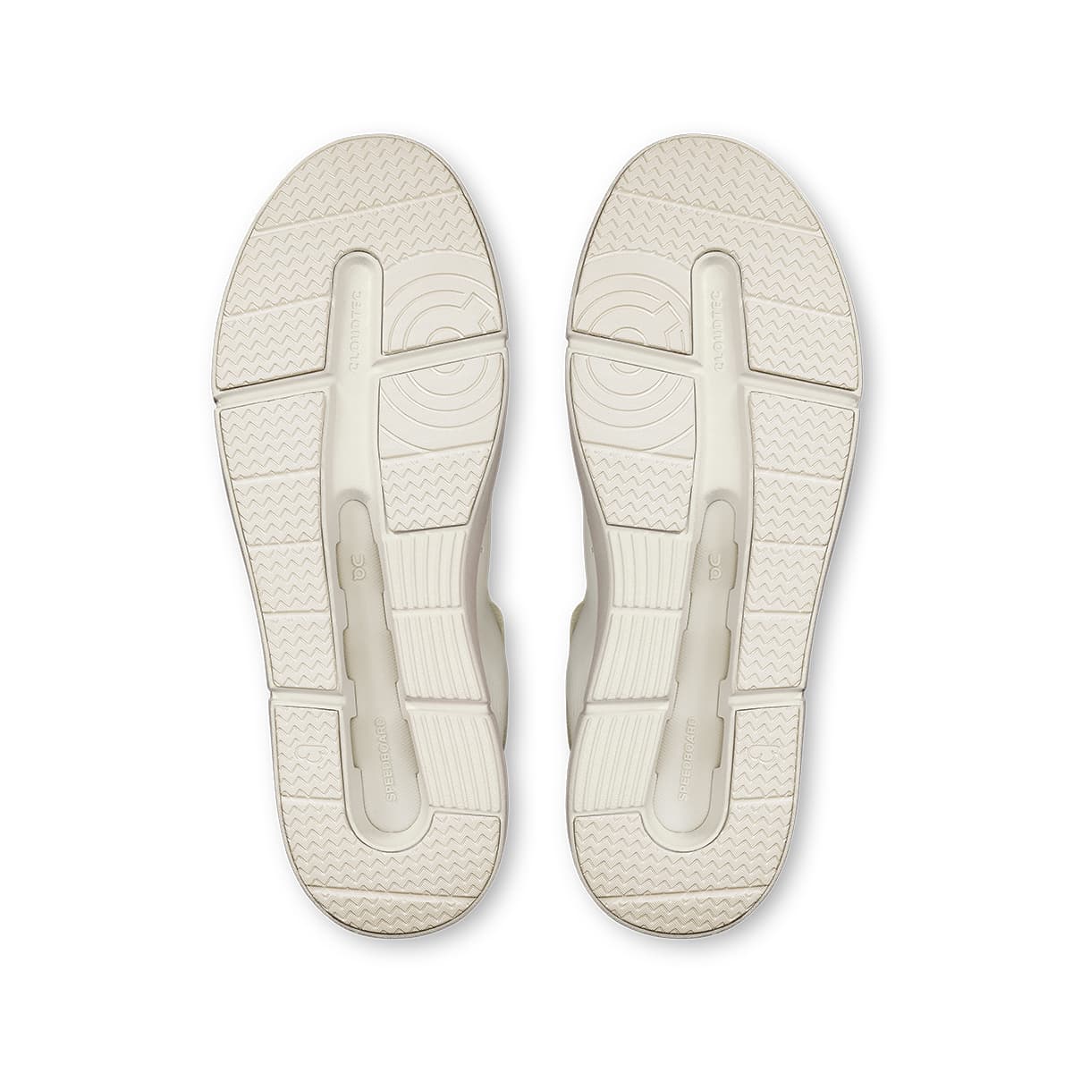 Soles of the On The Roger Advantage White-White women’s running shoes 