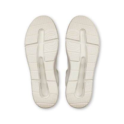Soles of the On The Roger Advantage White-White women’s running shoes 