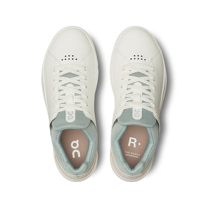Top view of the On The Roger Advantage White Rosehip women’s running shoes 