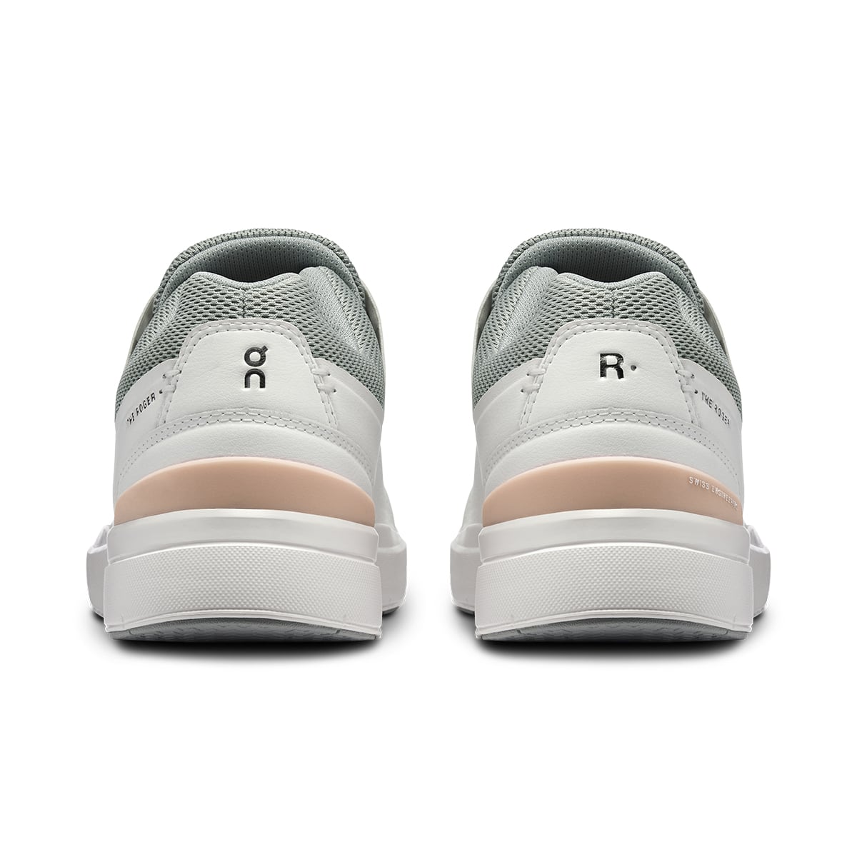 Back view of the On The Roger Advantage White Rosehip women’s running shoe 