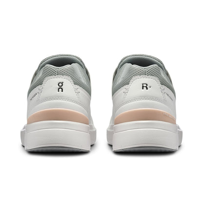 Back view of the On The Roger Advantage White Rosehip women’s running shoe 
