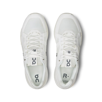 Top view of the On The Roger Clubhouse Pro White Ice men’s running shoes 