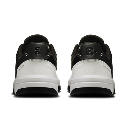 Back view of the On Roger Clubhouse White-Black men’s running shoe 