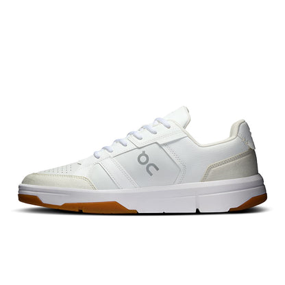 Left side view of the On The Roger Clubhouse White-Ivory men’s running shoe 