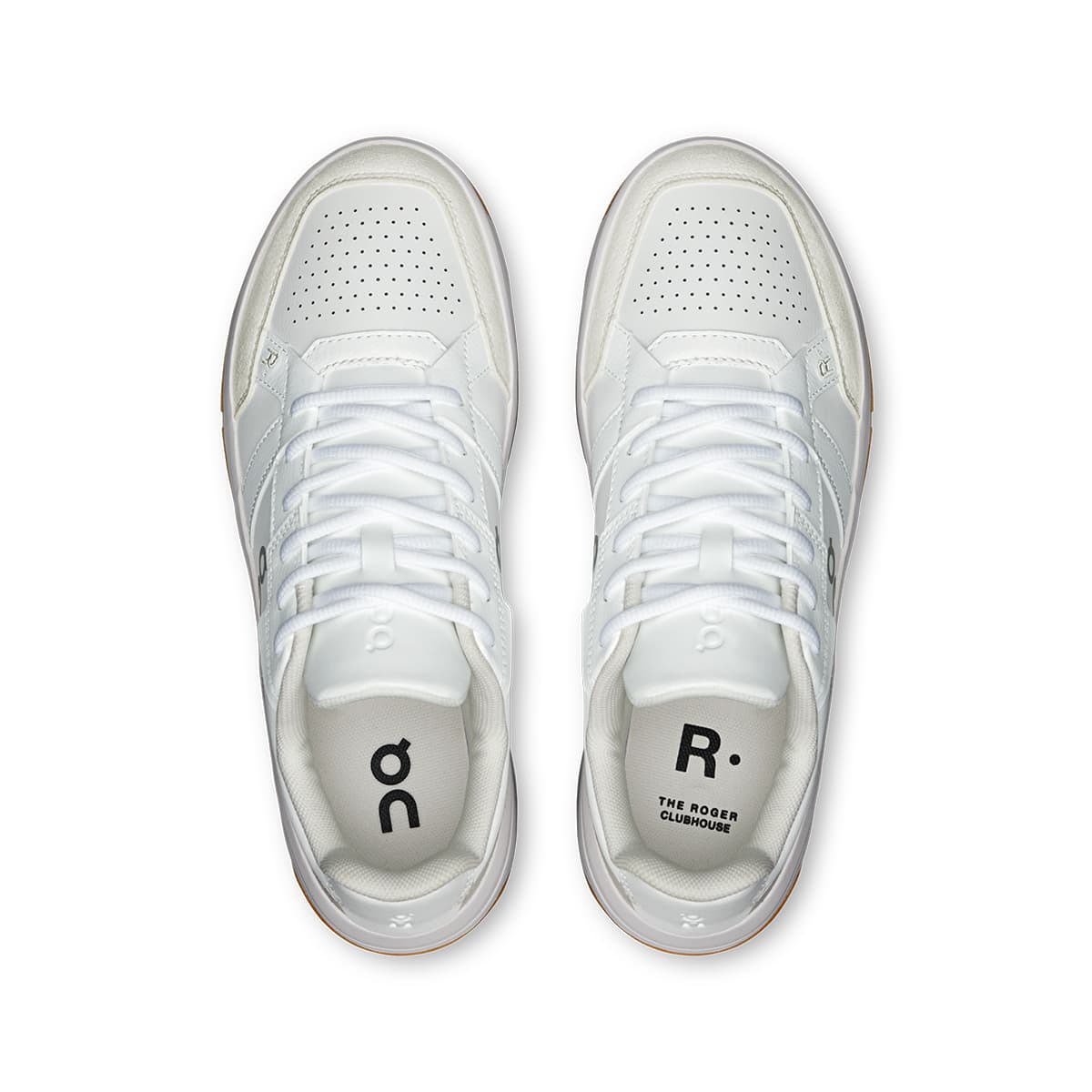 Top view of the On The Roger Clubhouse White Ivory women’s running shoes #color_white-ivory