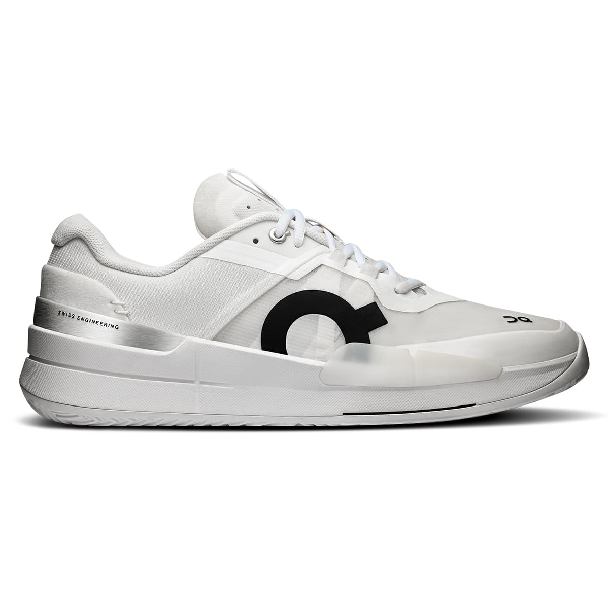 Right side view of the On The Roger Pro 2 All White men’s running shoe #color_all-white