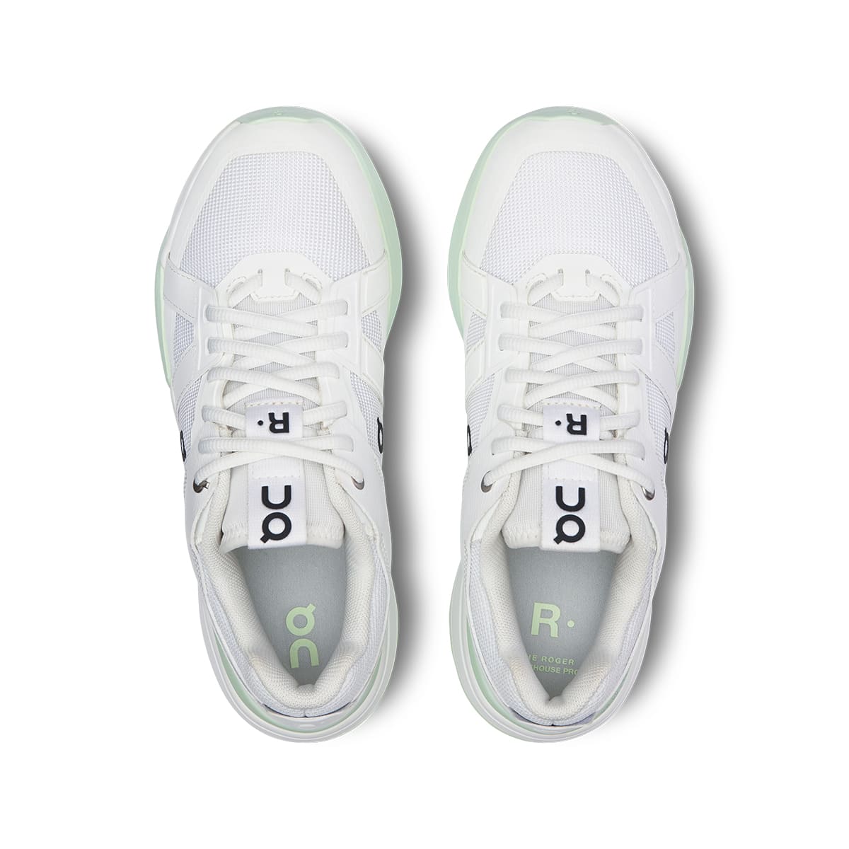 Top view of the On The Roger Pro White Lima women’s running shoes #color_white-lima