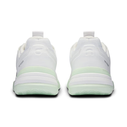 Back view of the On The Roger Pro White Lima women’s running shoe 