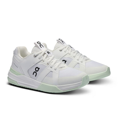 45-degree view of the On The Roger Pro White Lima women’s running shoe 