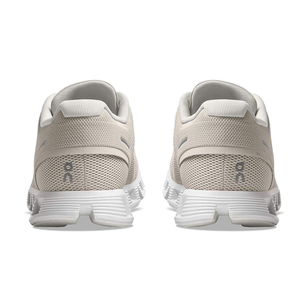 Back view of the On Cloud 5 Pearl White women's running shoe 