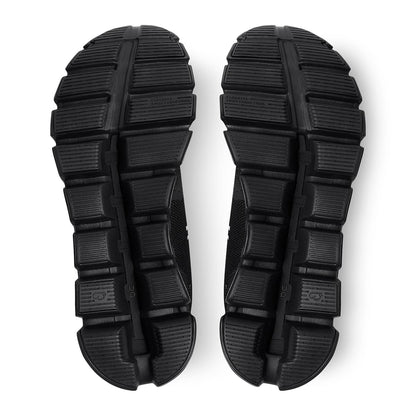Soles of the On Cloud 5 All Black women's running shoes 