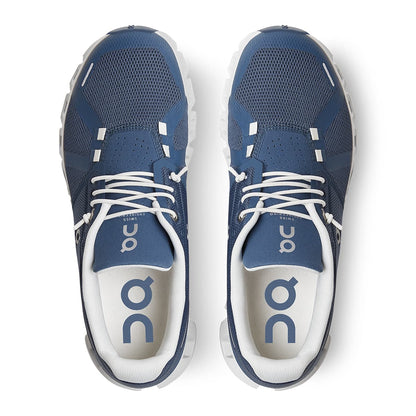 Top view of the On Cloud 5 Denim White women's running shoes 